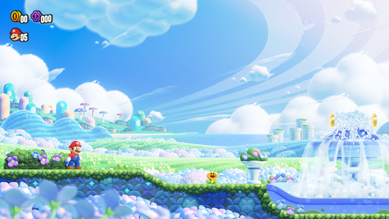 【SMBW 超马惊】What a Breathtaking！这款游戏的美术风格真的太漂亮了！我真的超级超级喜欢第一关的紫阳花海，真的太美了！——